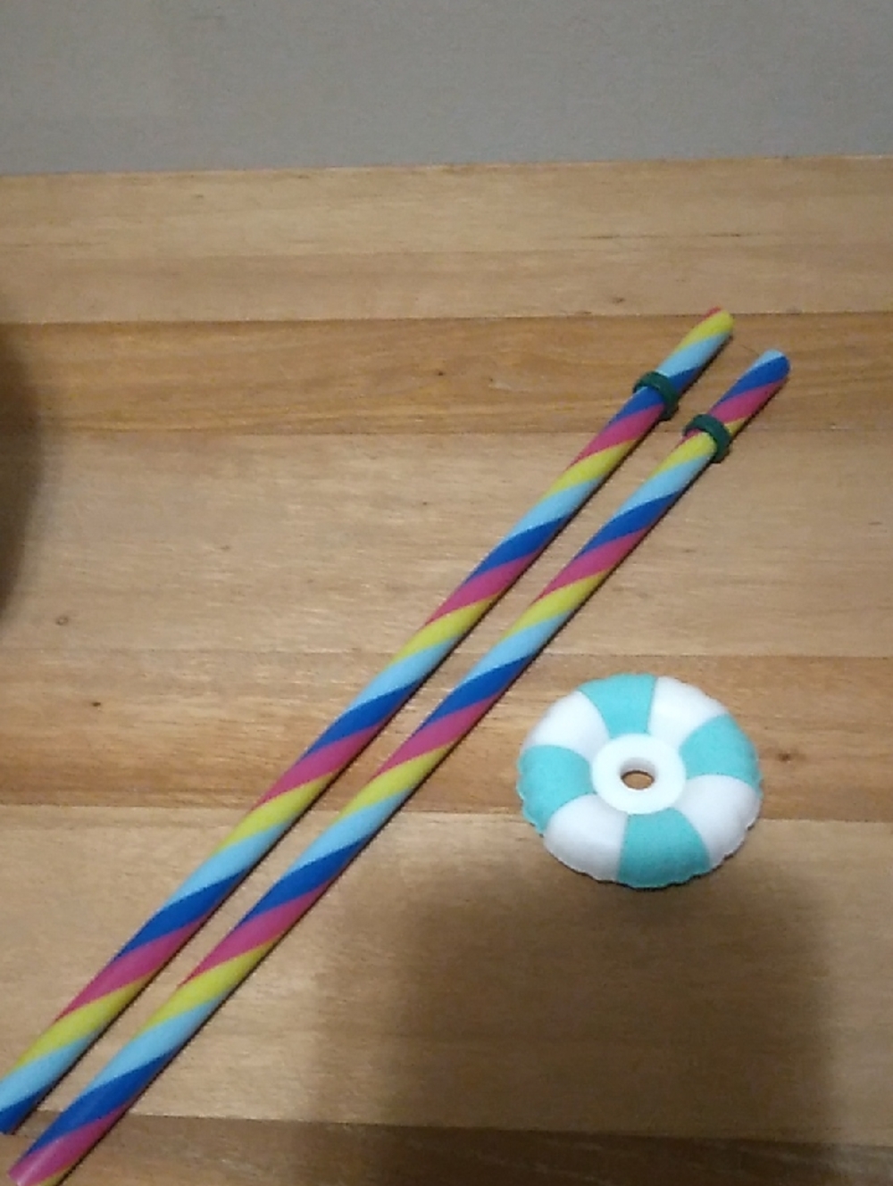 Starbucks Multi-Color Spiral Reusable Straws with Aqua & White Raft topper